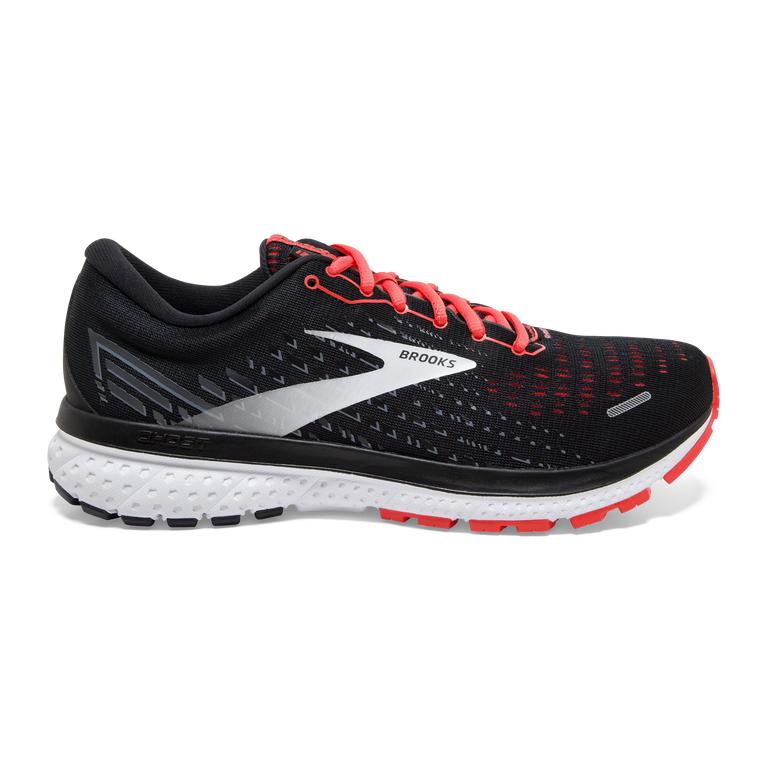 Brooks Ghost 13 Women's Road Running Shoes - Black/Ebony/grey Charcoal/Coral (36821-TORE)